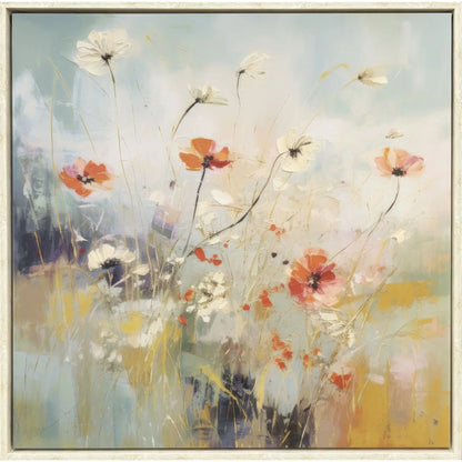 Blooms in the Meadow Blue Canvas Art