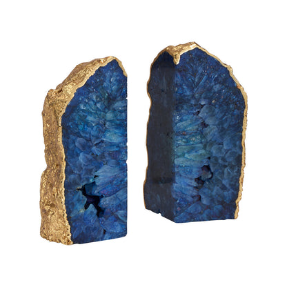 Blue Agate Marble Bookend (Pr)