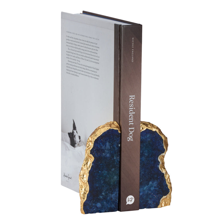 Blue Agate Marble Bookend (Pr)