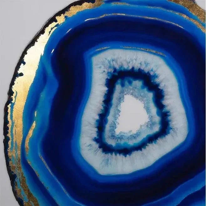 Blue Agate Wall Art - 48" x 48" with Gold Frame-Framed Wall Art-SUNPAN-LOOMLAN