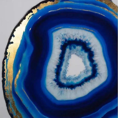 Blue Agate Wall Art - 48" x 48" with Gold Frame-Framed Wall Art-SUNPAN-LOOMLAN