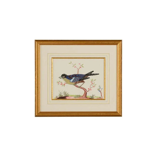 Blue Bird Gold Framed Watercolor Artwork-Framed Wall Art-Chelsea House-LOOMLAN