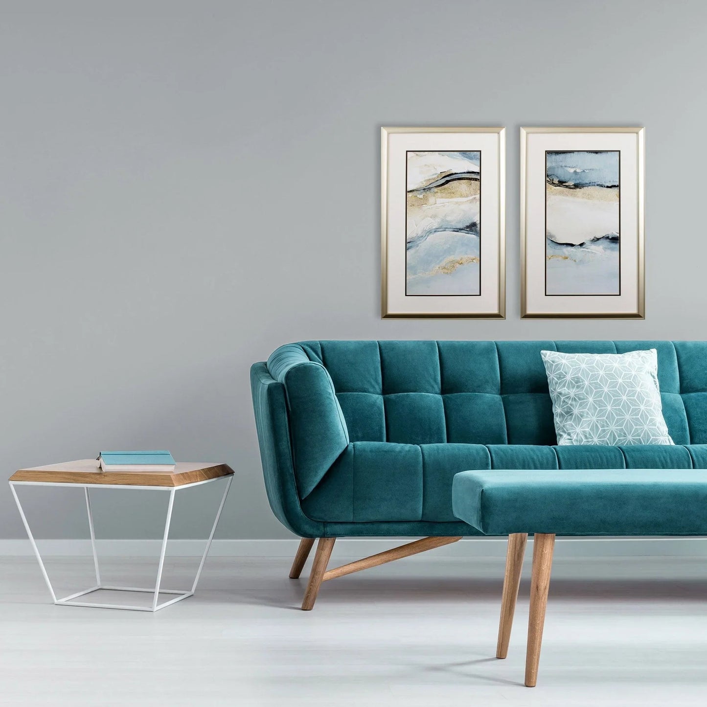 Blue Crystalline Blue Canvas Art 2PC