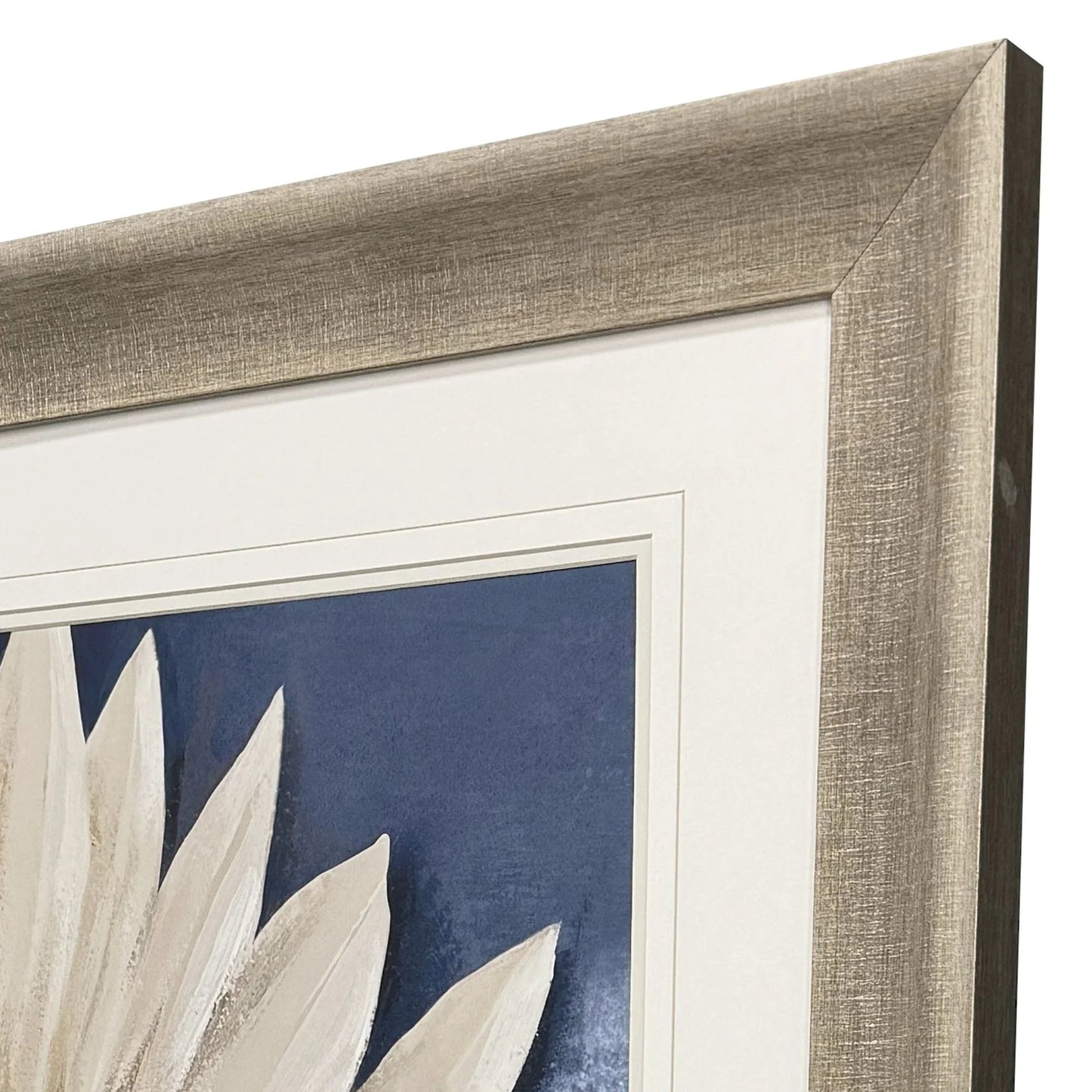 Blue Dry Palms Glass Front Canvas Art