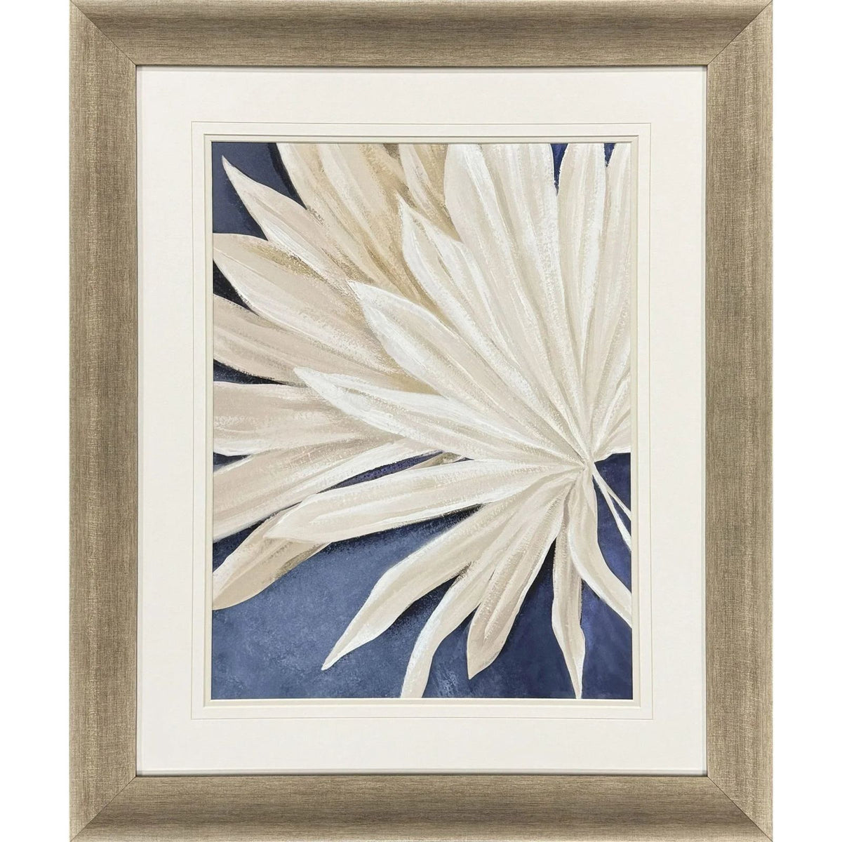 Blue Dry Palms Glass Front Framed Wall Art