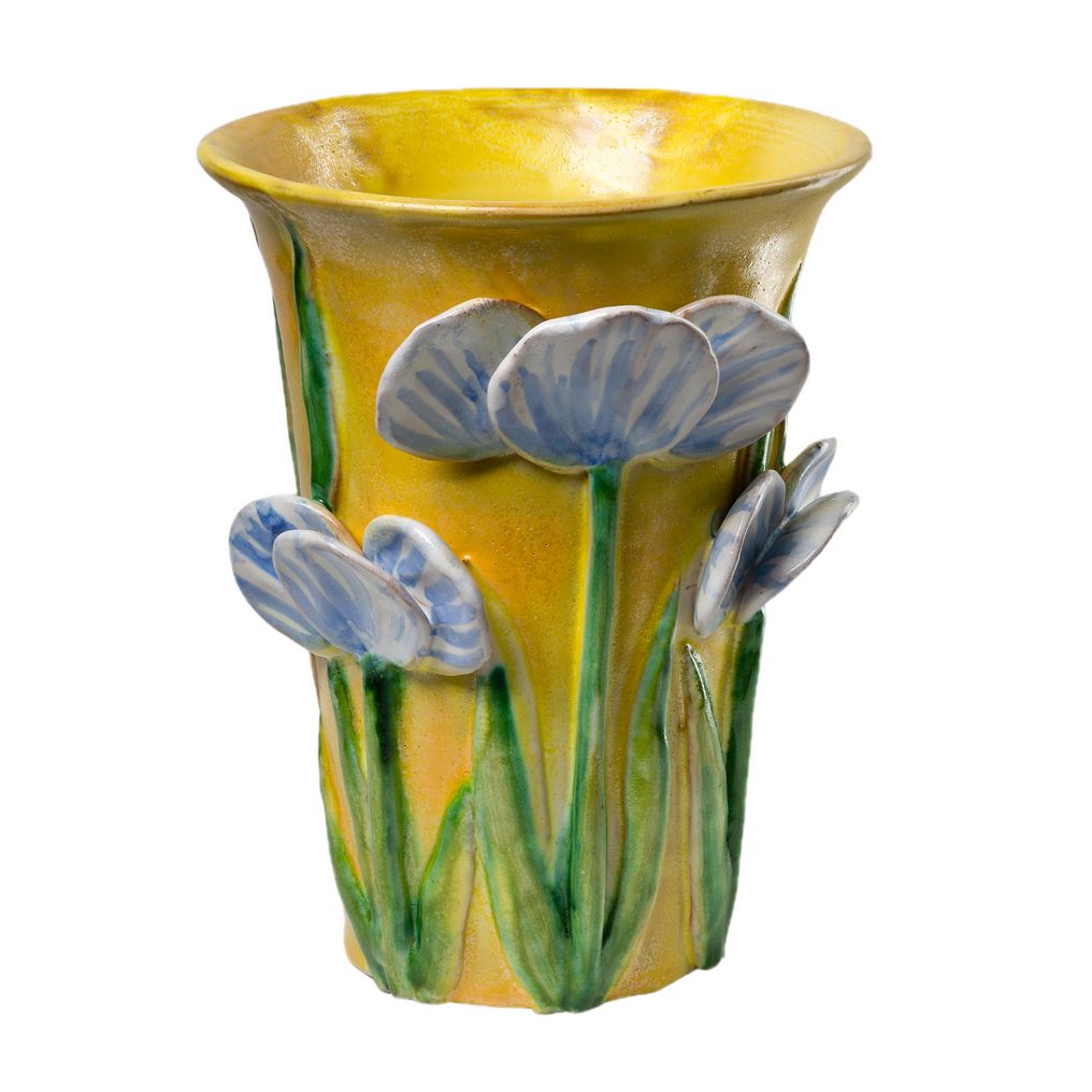 Abigails Blue Flowers Design Yellow Vase