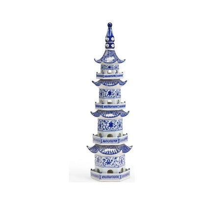 Blue Handpainted Pagoda Sculpture - LOOMLAN - Chelsea House - Statues & Sculptures