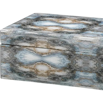 Blue Lacquer Paper Rorschach Long Box - LOOMLAN - Jamie Young - Boxes & Bowls