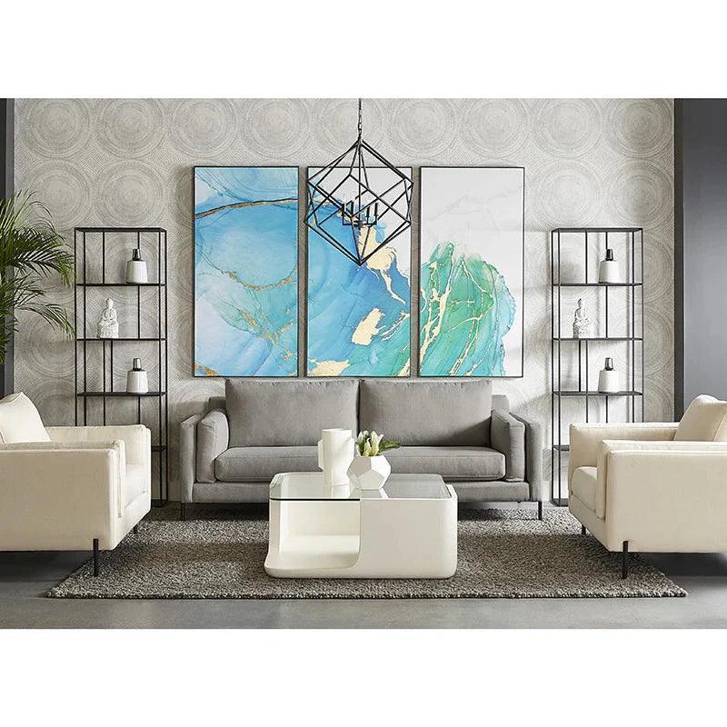 Blue Lagoon Set Of 3 Luxe Art Gold Leaf Accents - LOOMLAN - SUNPAN - Canvas Art