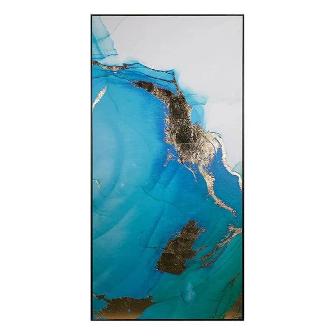 Blue Lagoon Set Of 3 Luxe Art Gold Leaf Accents - LOOMLAN - SUNPAN - Canvas Art