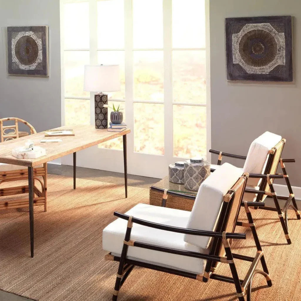 Blue Paper Linen Acrylic Batik Square d Wall Art - LOOMLAN - Jamie Young - Canvas Art