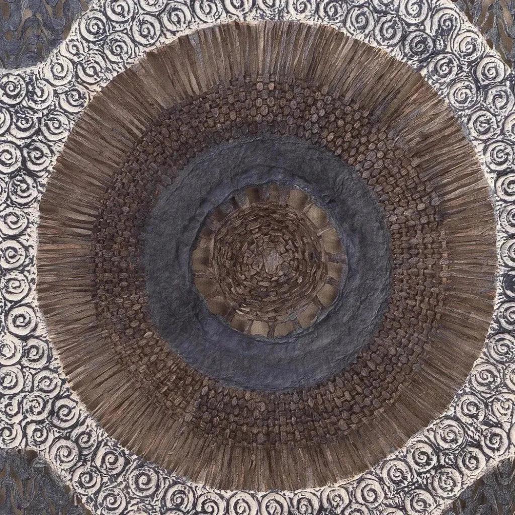 Blue Paper Linen Acrylic Batik Square d Wall Art - LOOMLAN - Jamie Young - Canvas Art