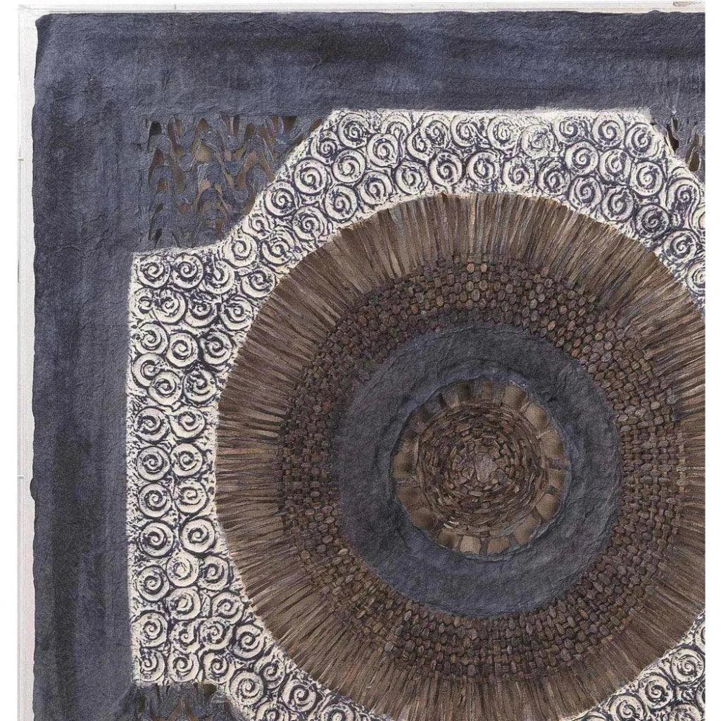 Blue Paper Linen Acrylic Batik Square d Wall Art - LOOMLAN - Jamie Young - Canvas Art