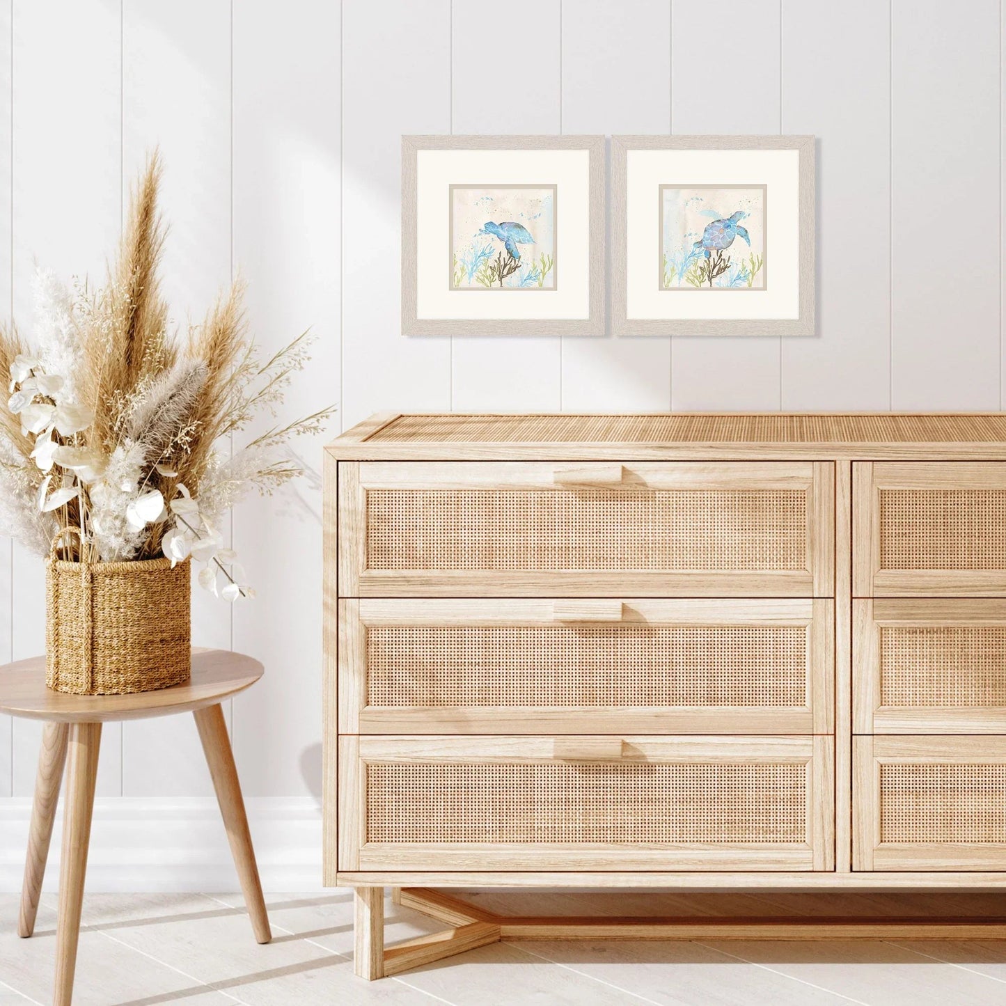 Blue Sea Turtle Blue Canvas Art 2PC