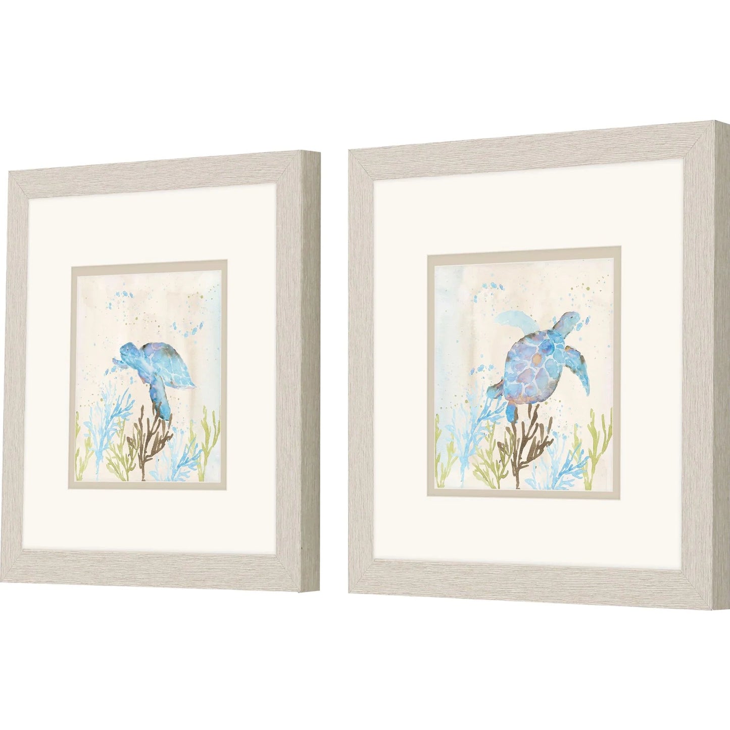 Blue Sea Turtle Blue Canvas Art 2PC