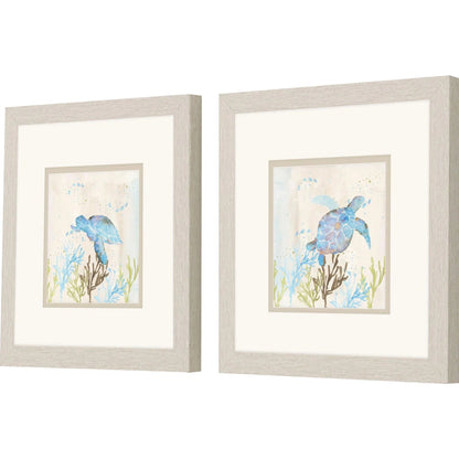 Blue Sea Turtle Blue Canvas Art 2PC