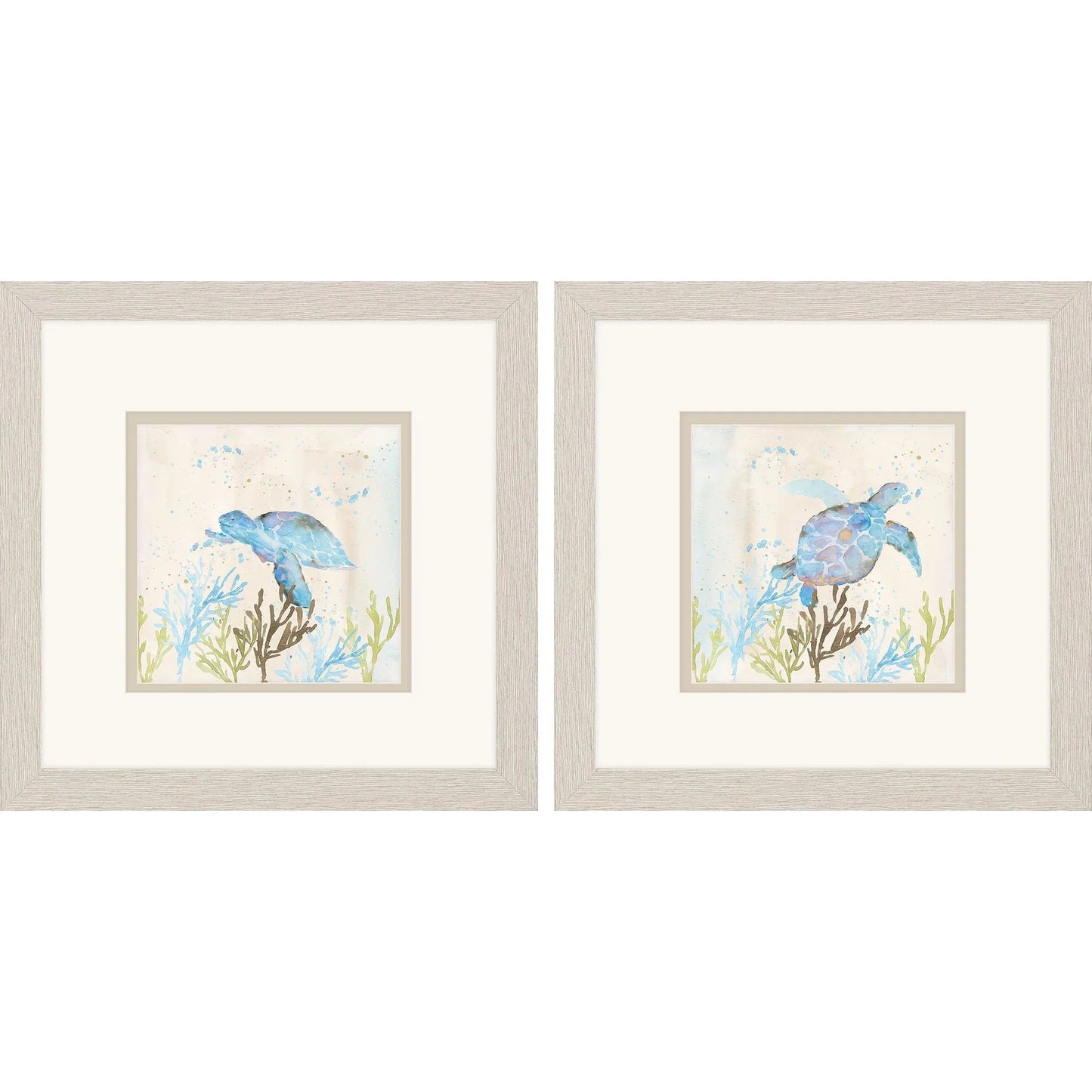 Blue Sea Turtle Blue Canvas Art 2PC
