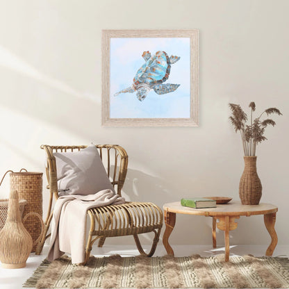 Blue Sea Turtle Glass Front Canvas Art