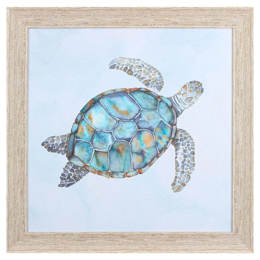Blue Sea Turtle Glass Front Canvas Art