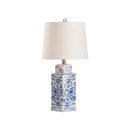 Blue & White Hexagon Shape Ceramic Table Lamp