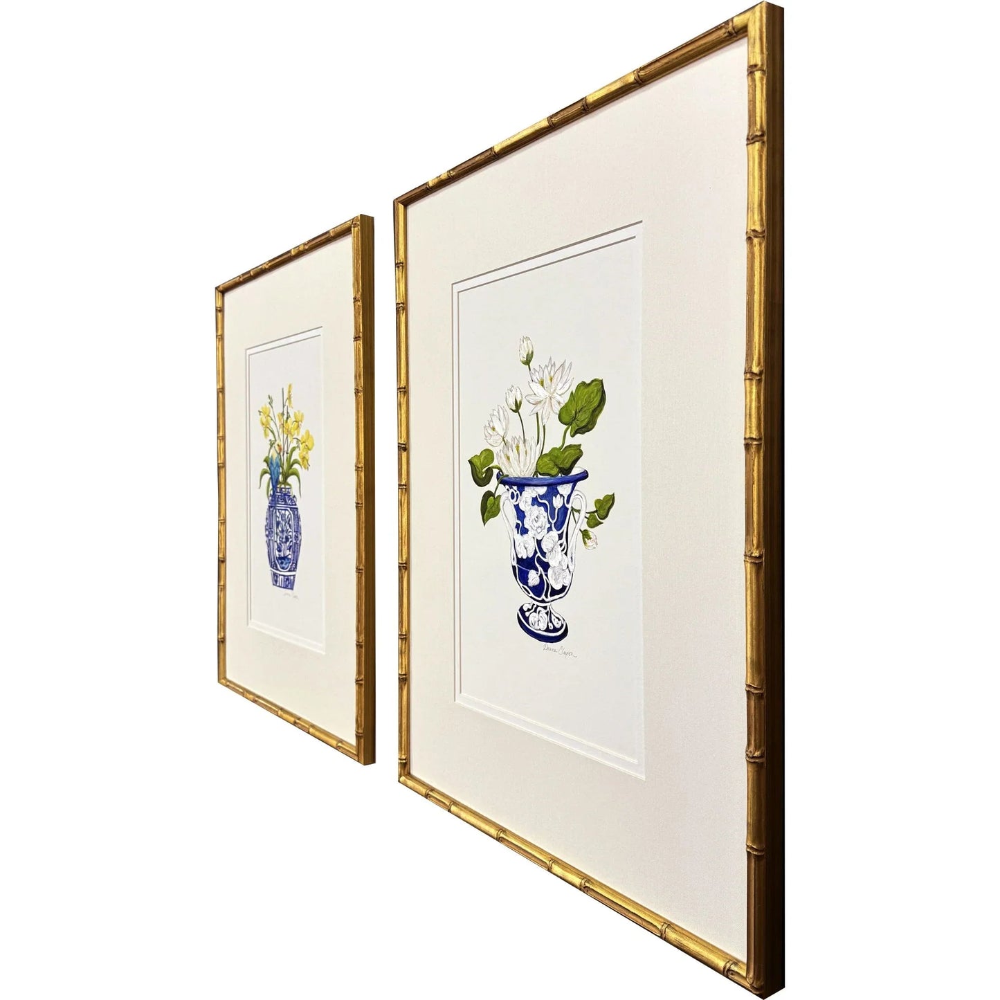 Blue and White Wood Frame Canvas Art 2PC