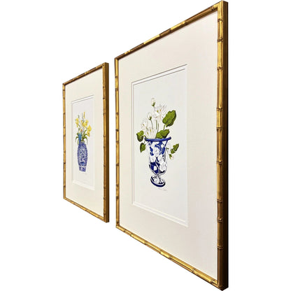 Blue and White Wood Frame Canvas Art 2PC