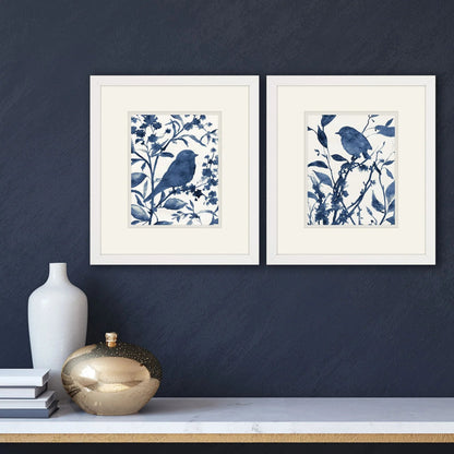 Bluebird Silhouette Blue Canvas Art 2PC