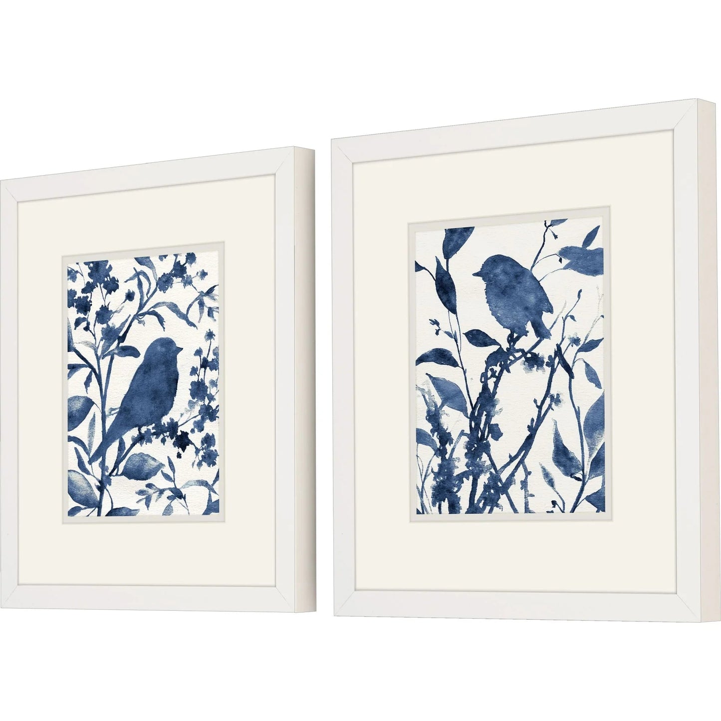 Bluebird Silhouette Blue Canvas Art 2PC