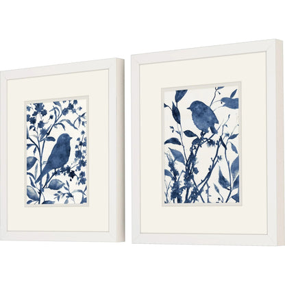 Bluebird Silhouette Blue Canvas Art 2PC
