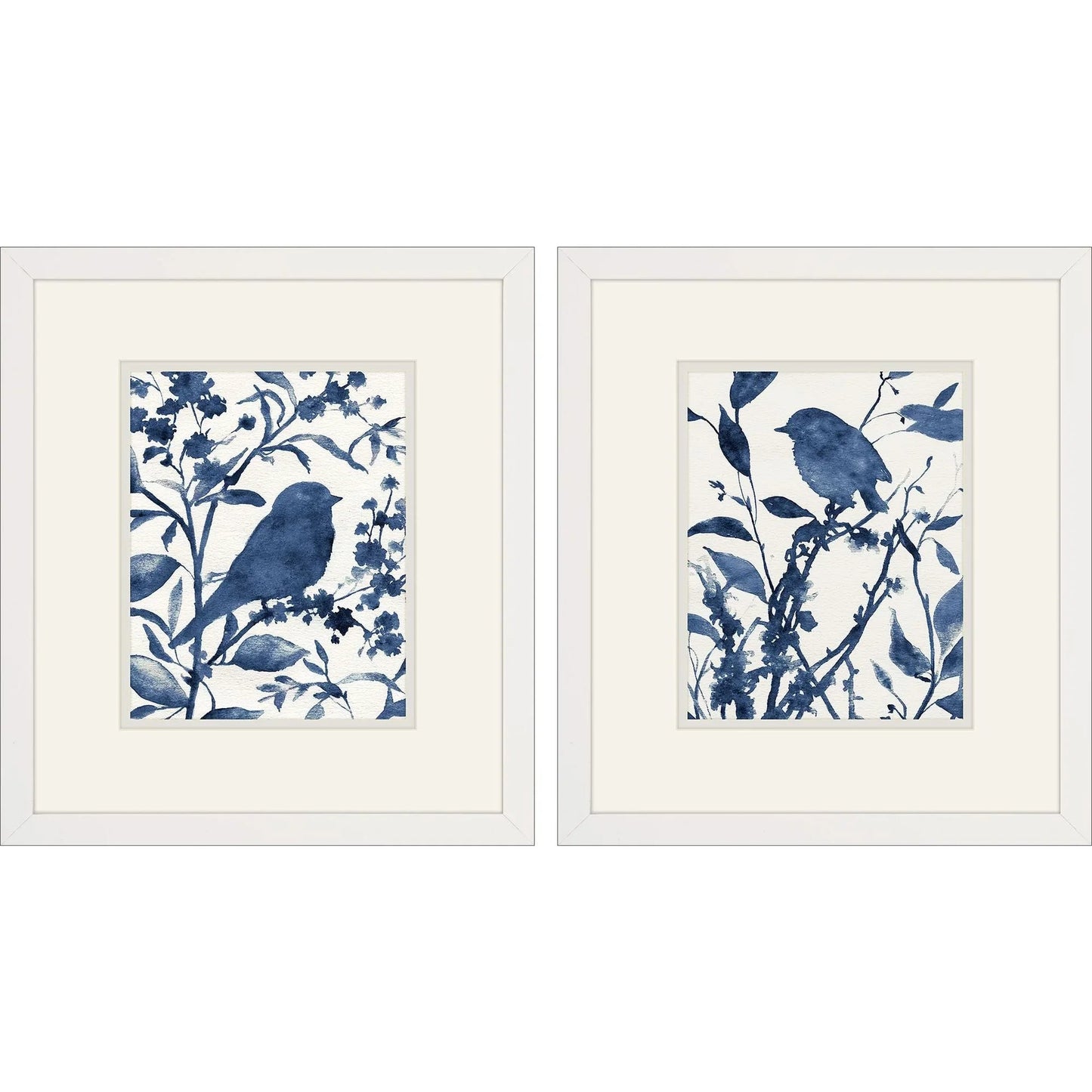 Bluebird Silhouette Blue Canvas Art 2PC