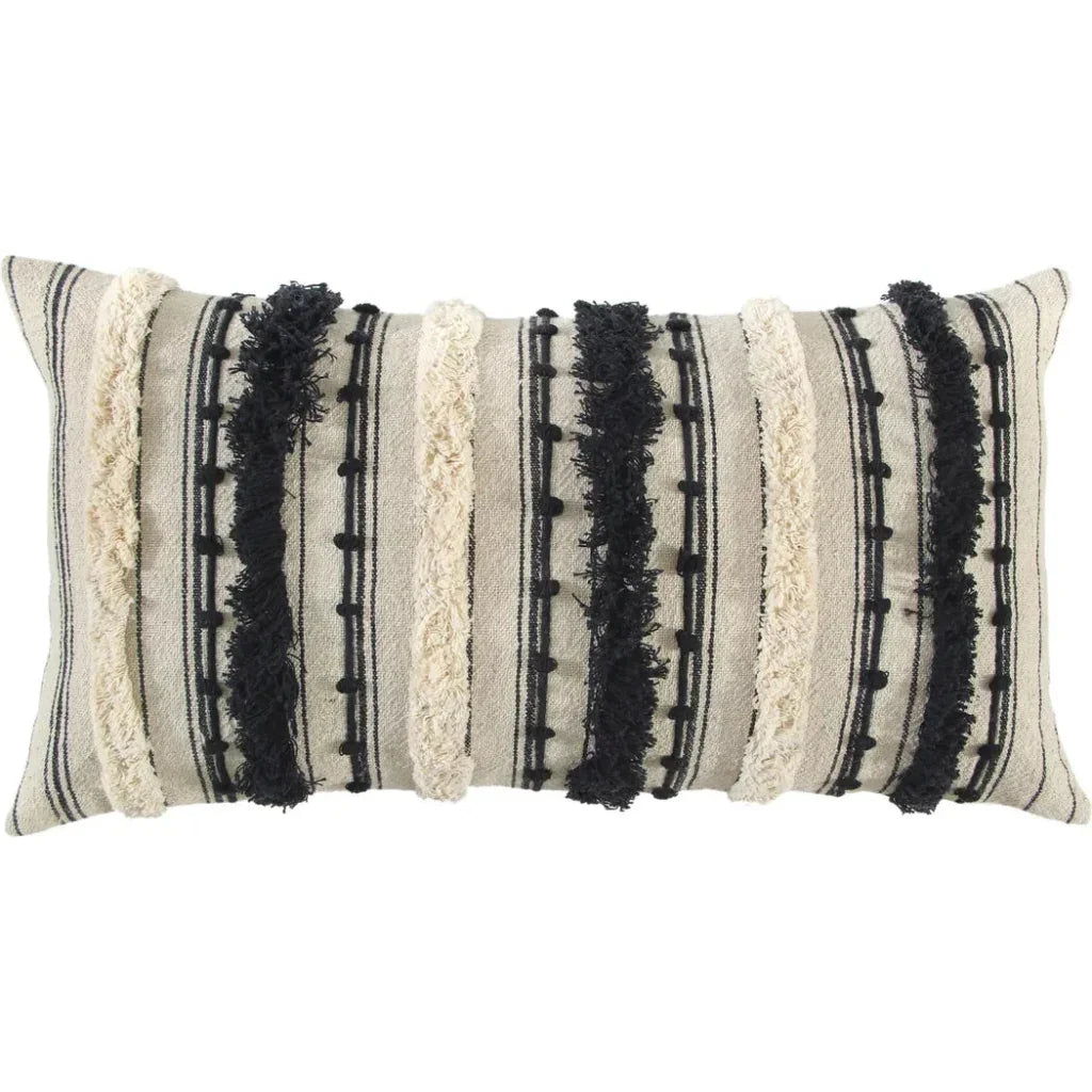 Boho Babe Striped White & Black Lumbar Pillow Insert - LOOMLAN - LOOMLAN - Throw Pillows