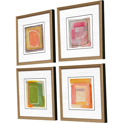 Bold Gesture Wood Frame Orange Canvas Art 4PC