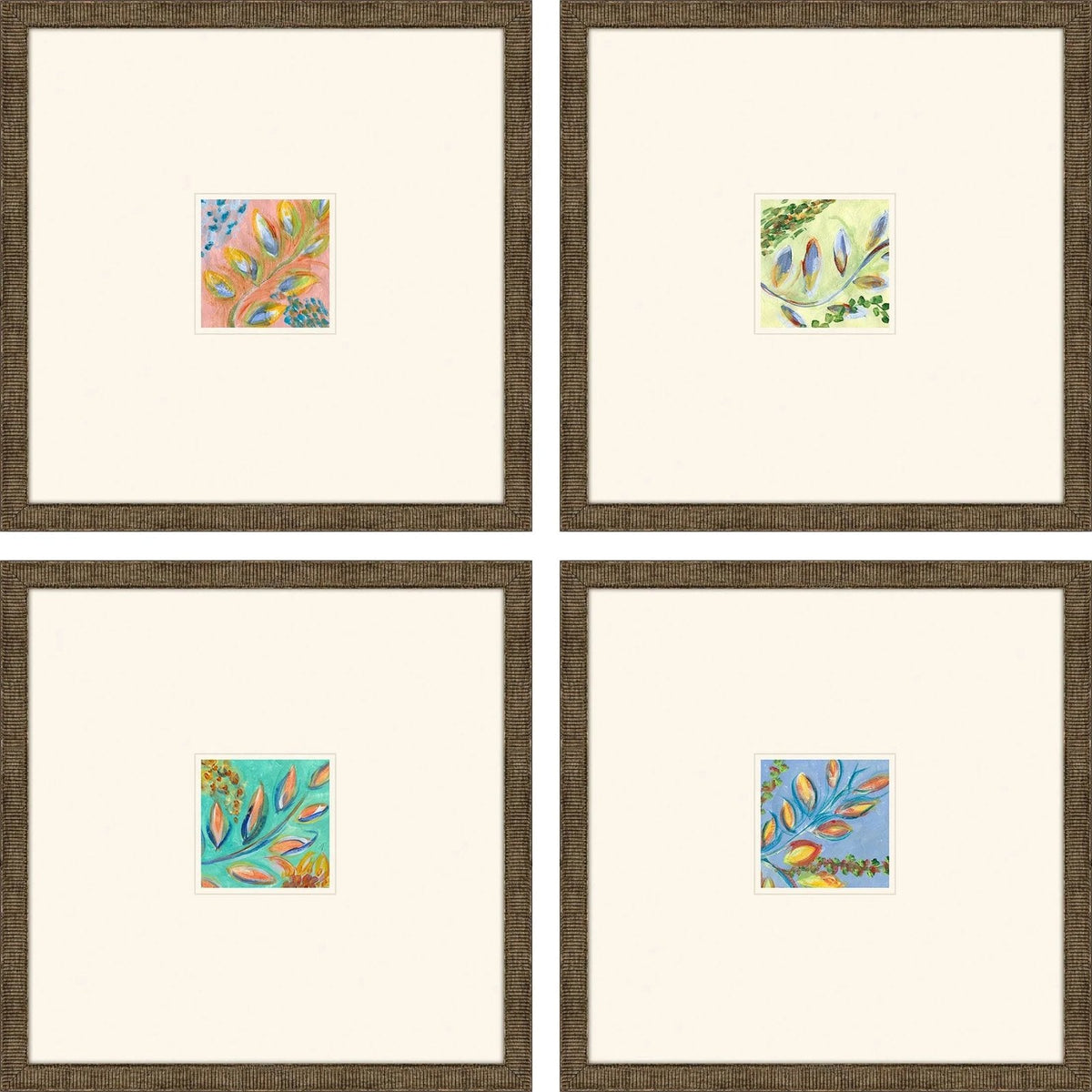 Botanica Blue Framed Wall Art 4PC