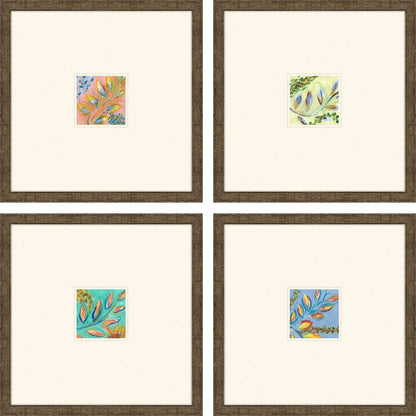 Botanica Blue Framed Wall Art 4PC