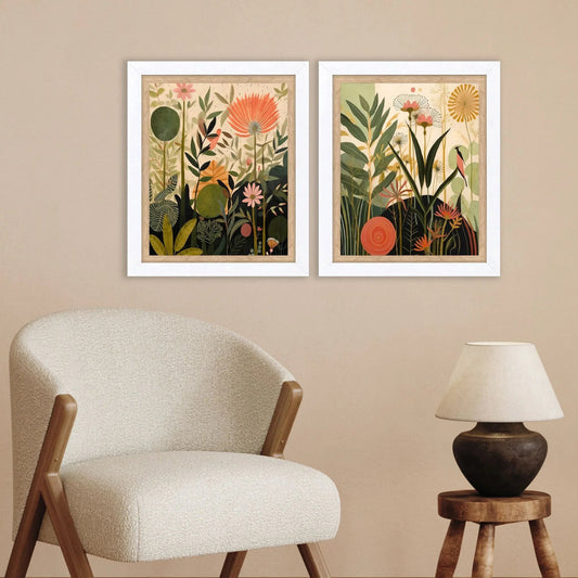 Botanical Embrace Green Canvas Art 2PC