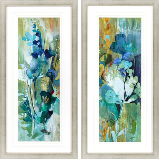 Botanical Illusion Turquoise Canvas Art 2PC