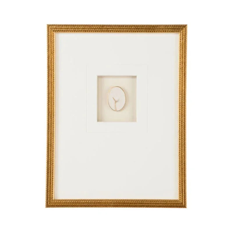 Botanical Relief Gold Leaf Shadow Box Artwork-Framed Wall Art-Chelsea House-Botanical III-Vertical-LOOMLAN
