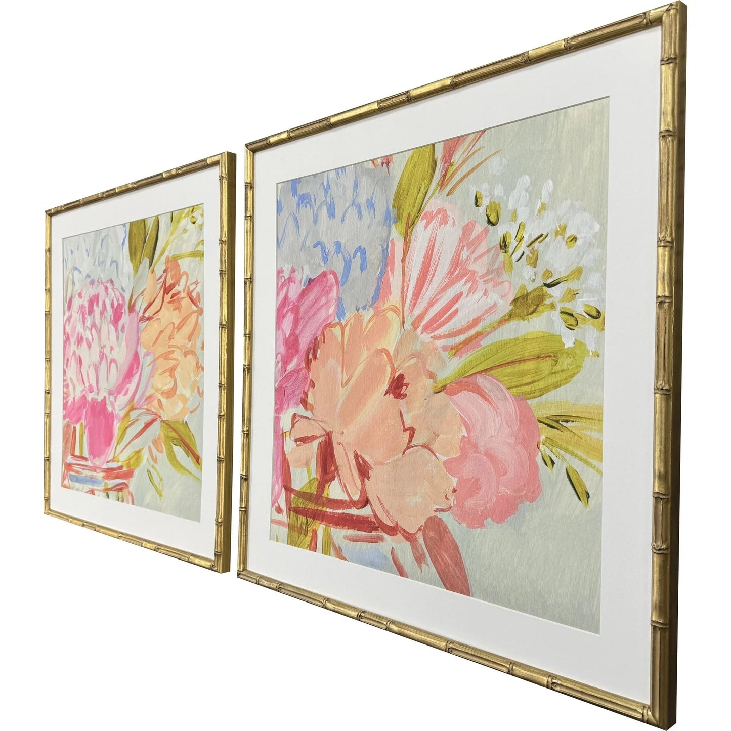 Bright Florist Wood Frame Pink Canvas Art 2PC