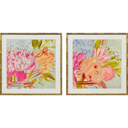 Bright Florist Wood Frame Pink Canvas Art 2PC