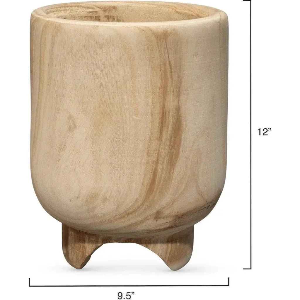 Brown Paulownia Wood Canyon Wooden Vase - LOOMLAN - Jamie Young - Vases & Jars