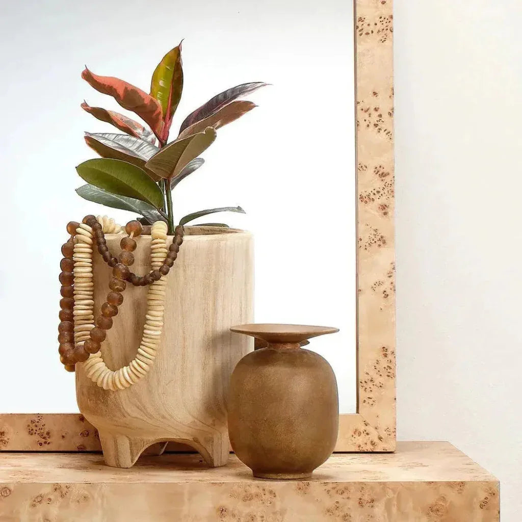 Brown Paulownia Wood Canyon Wooden Vase - LOOMLAN - Jamie Young - Vases & Jars