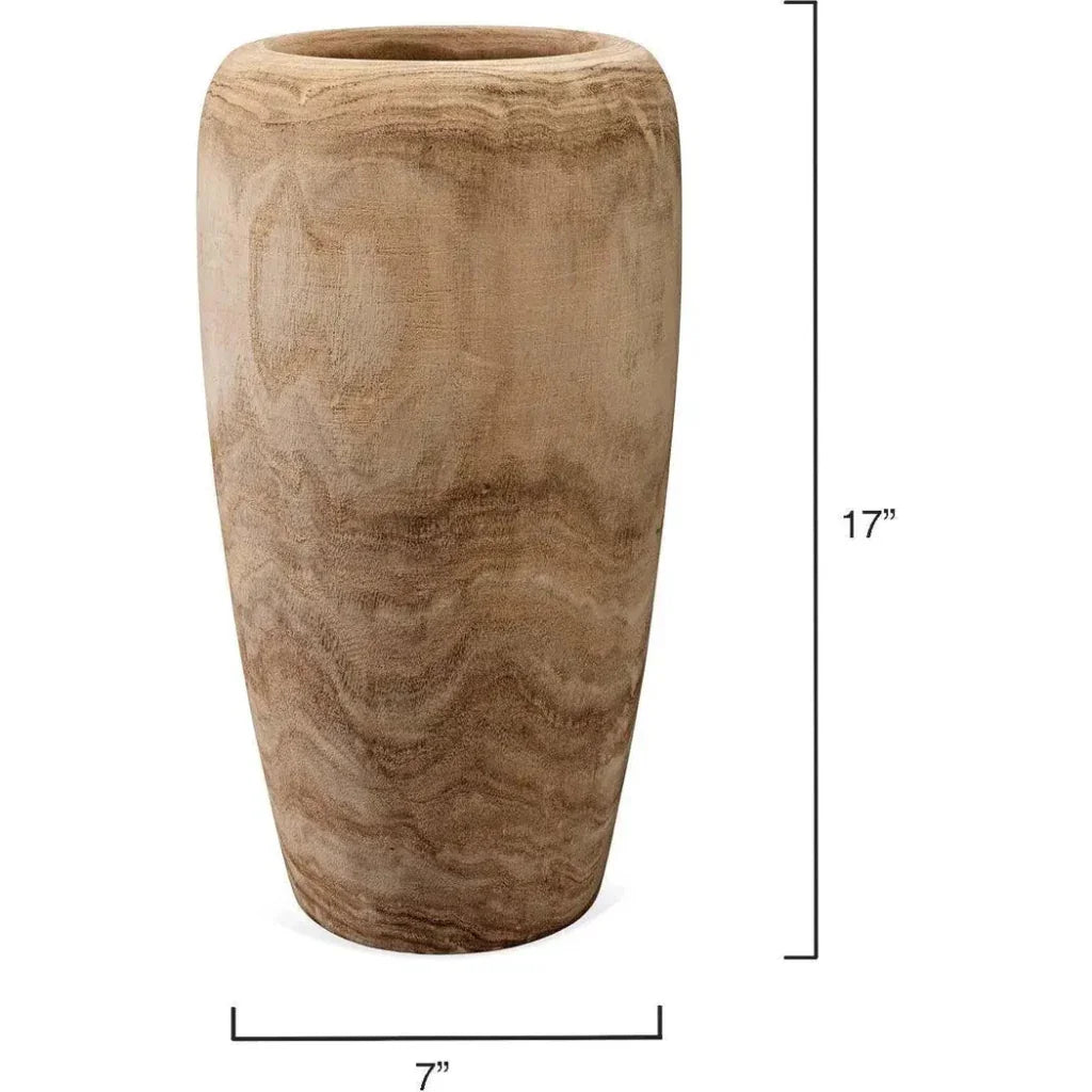 Brown Paulownia Wood Ojai Wooden Vase - LOOMLAN - Jamie Young - Vases & Jars
