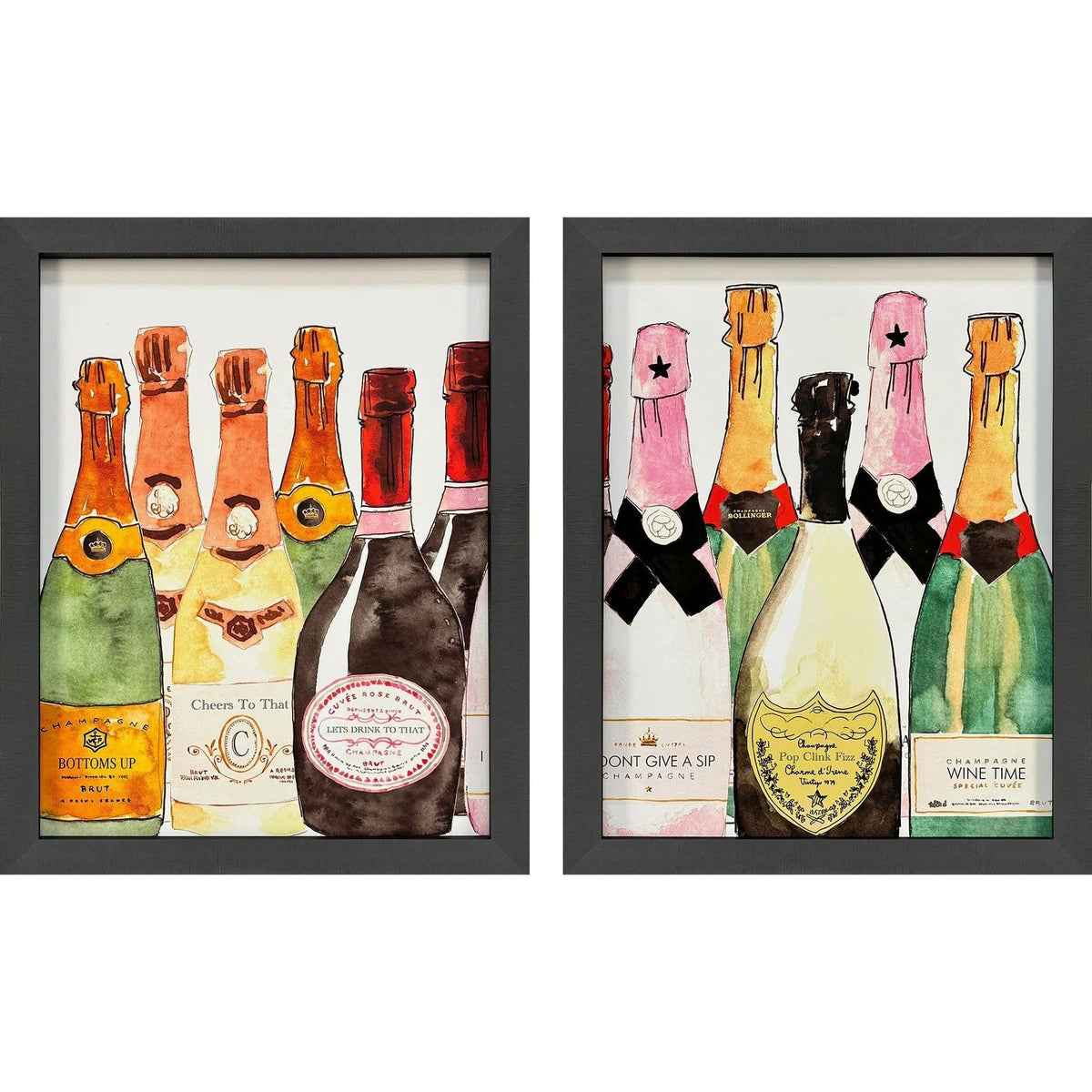 Bubbly Glass Front Multi Framed Wall Art 2PC