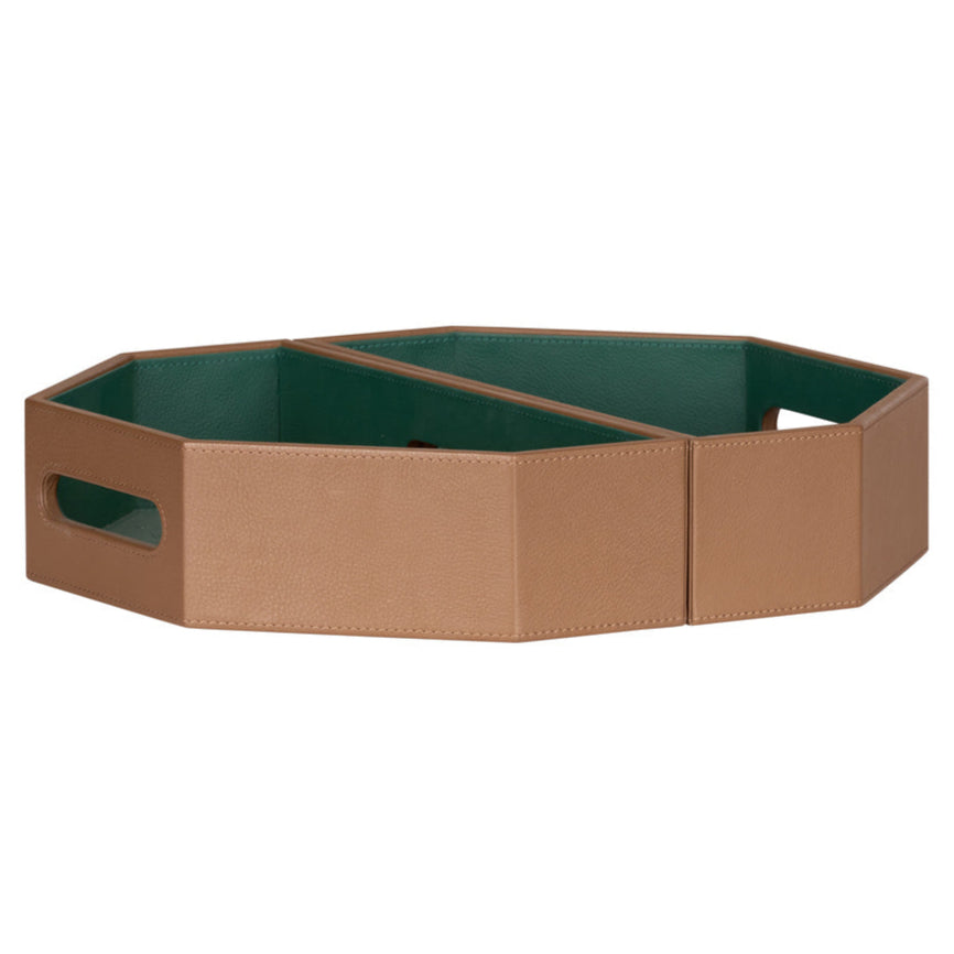 Burke Brown Leather Tray (Set of 2)