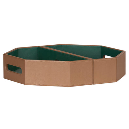 Burke Brown Leather Tray (Set of 2)