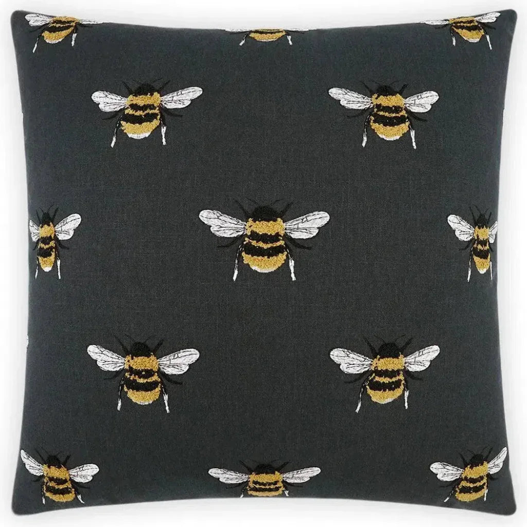 D.V. Kap Busy Bee Charcoal Black Throw Pillow With Insert