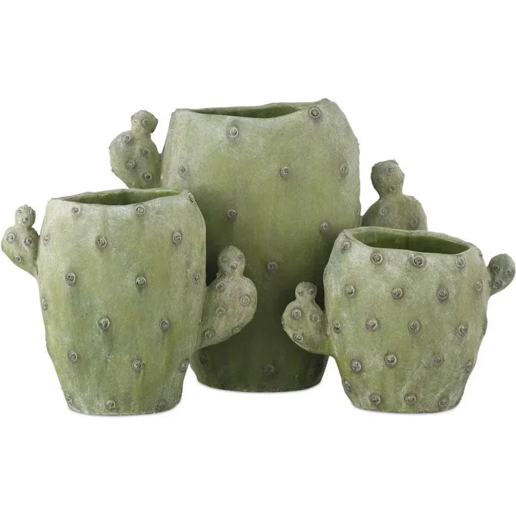 Cactus Composite Green Vase Set of 3 - LOOMLAN - Currey & Co - Vases & Jars