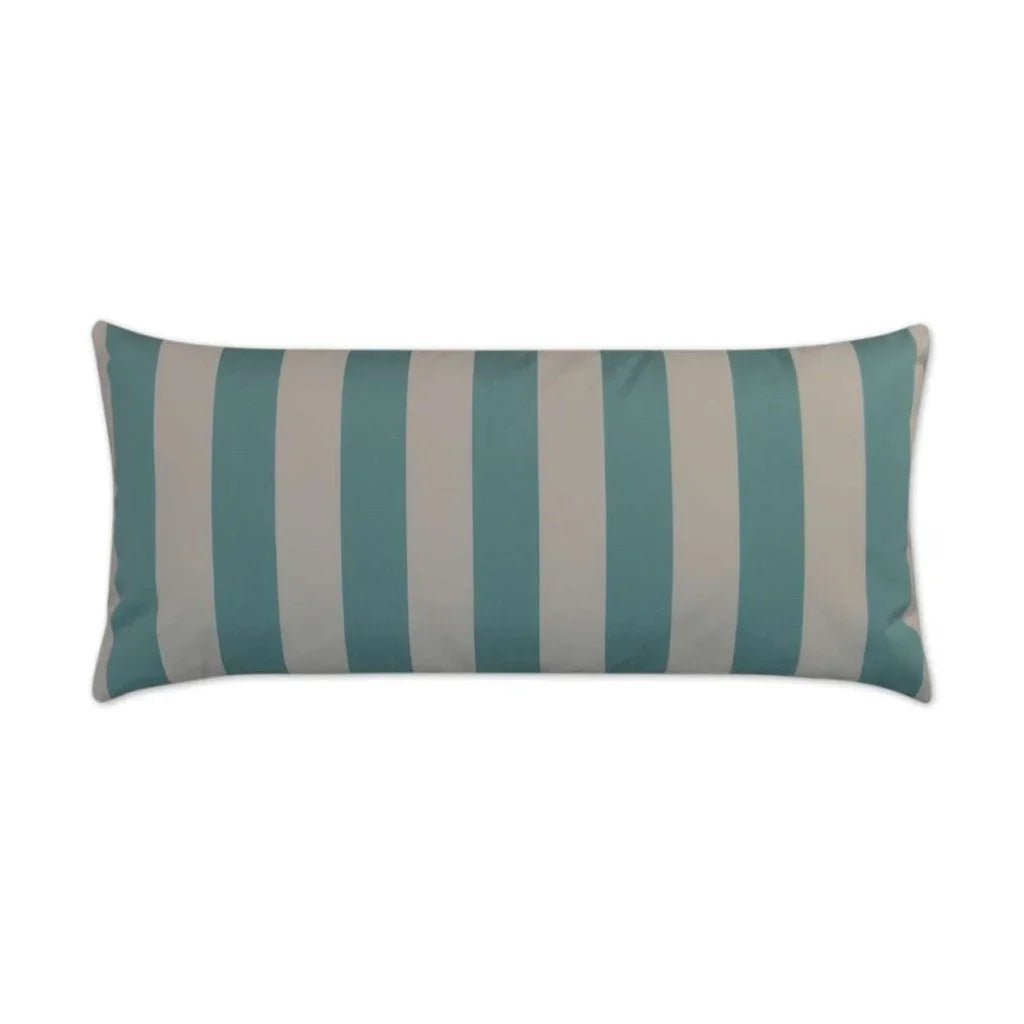 Cafe Stripe Aqua Outdoor Lumbar Pillow-Outdoor Pillows-D.V. Kap-LOOMLAN