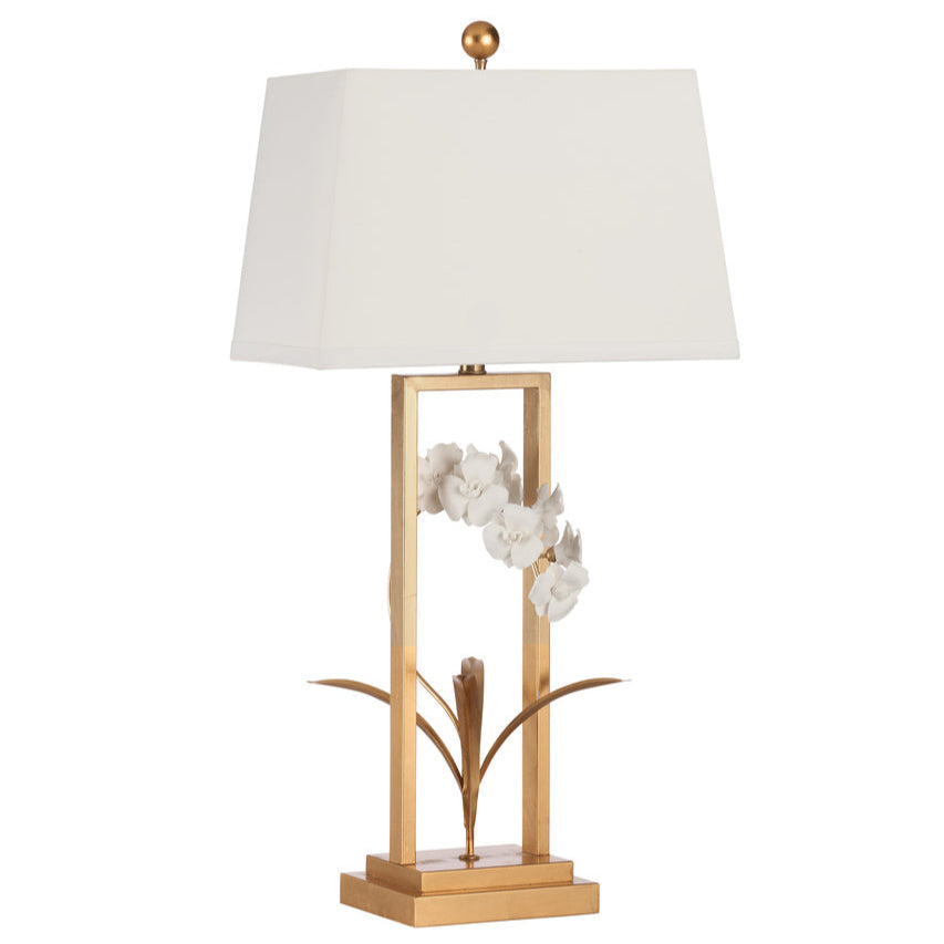 Cain Orchid Metal Golden Table Lamp