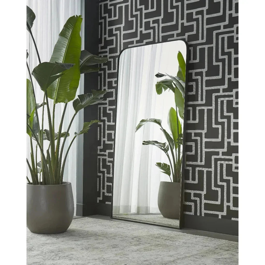 Calabasas Iron Framed Floor Mirror-Floor Mirrors-SUNPAN-LOOMLAN